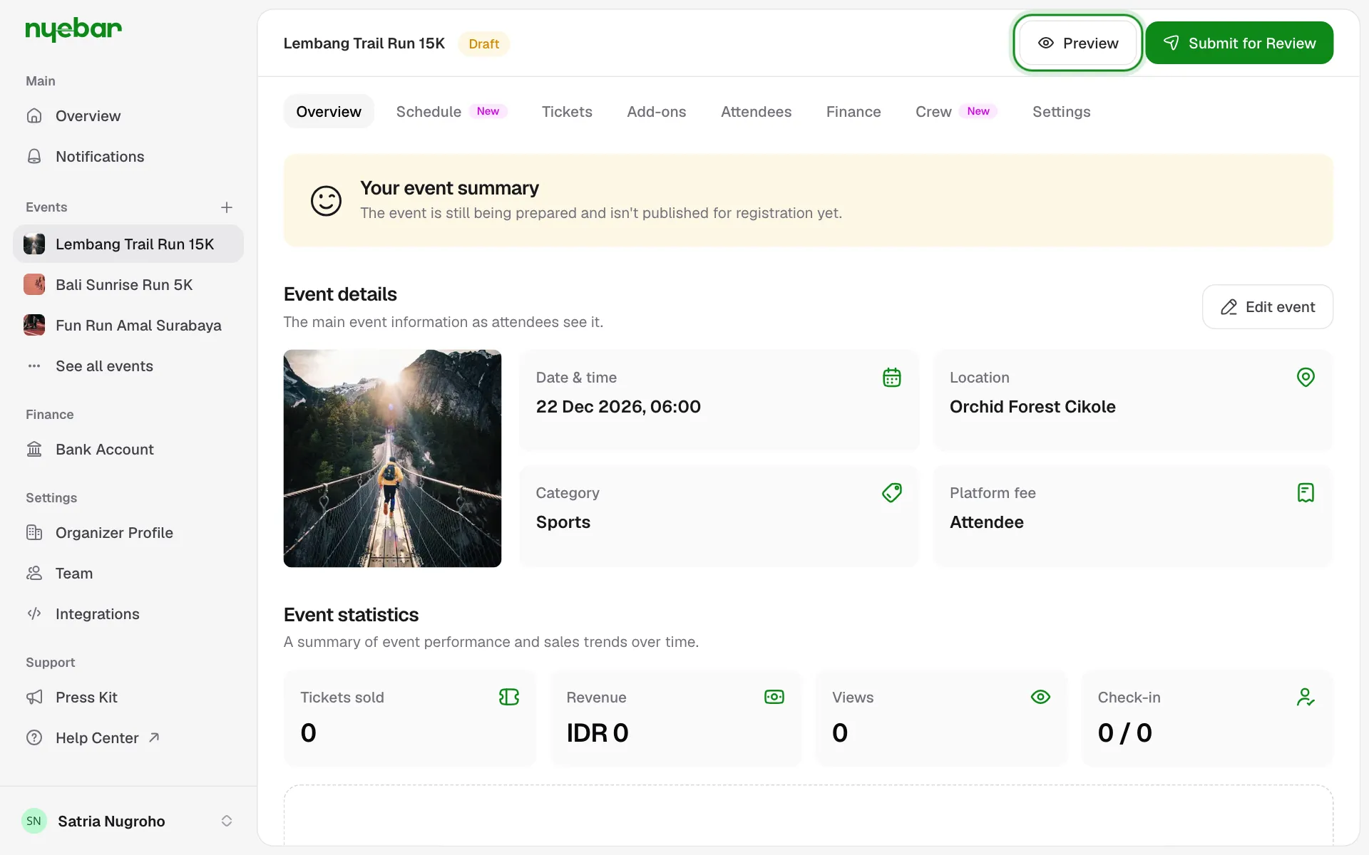 The Preview button next to Submit for Review.