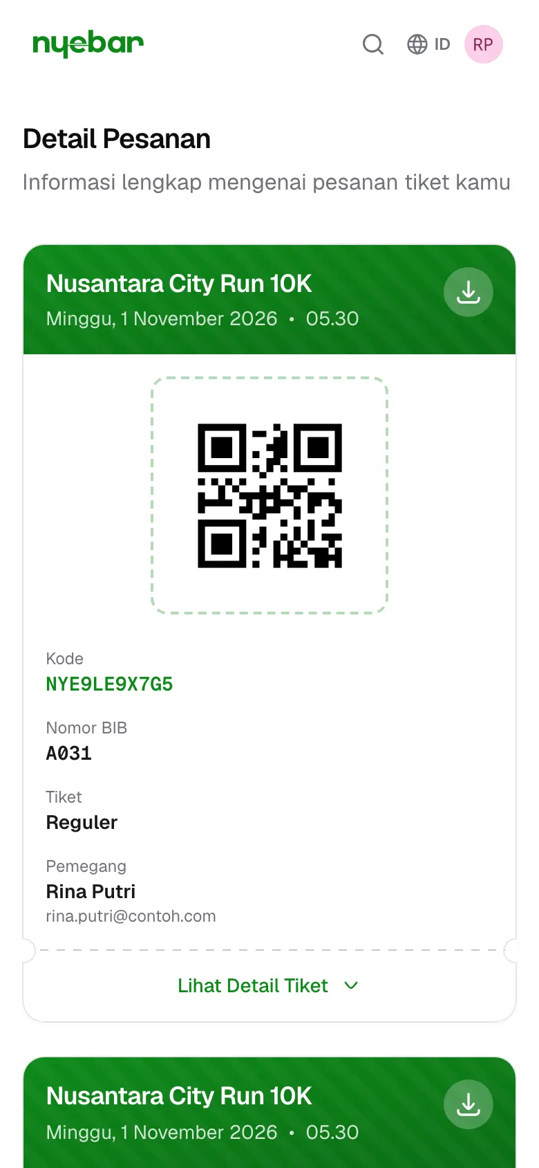 Setiap pengunjung punya e-ticket dengan QR code sendiri.