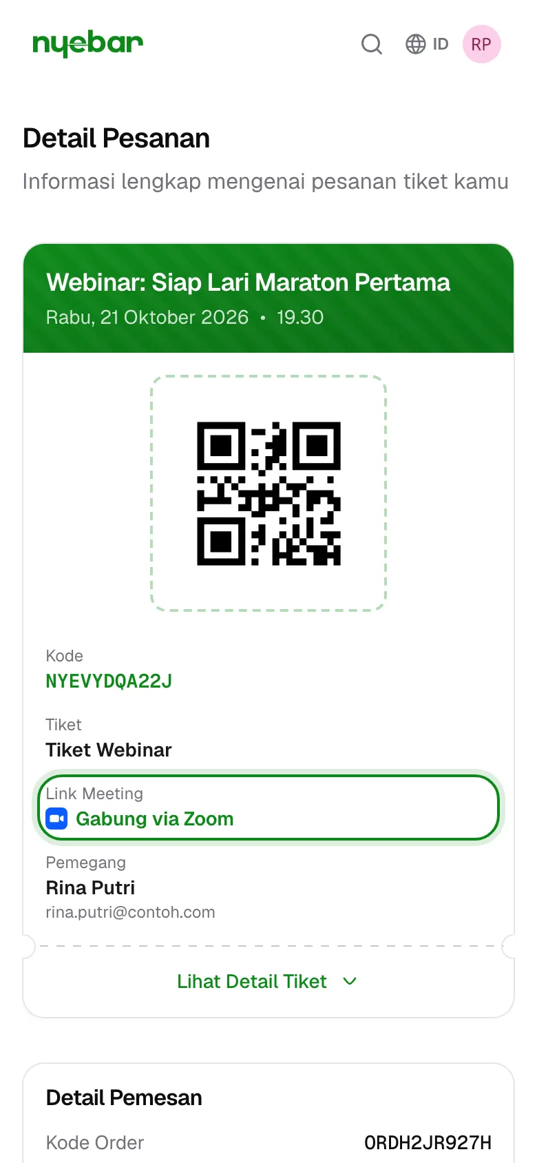 Tombol gabung meeting ada di e-ticket event online.