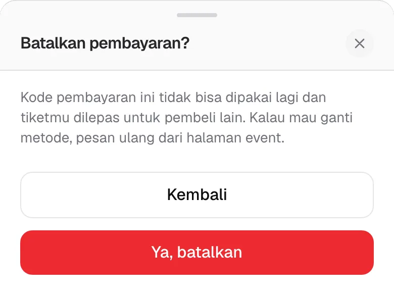 Konfirmasi sebelum membatalkan pembayaran.